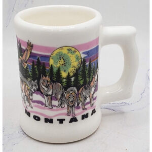 Montana Souvenir Tourist White Mini Mug Toothpick Holder Ceramic Shot Glass